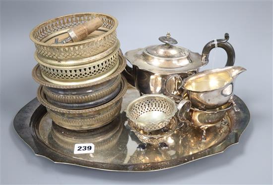 A group of mixed silver plated wares